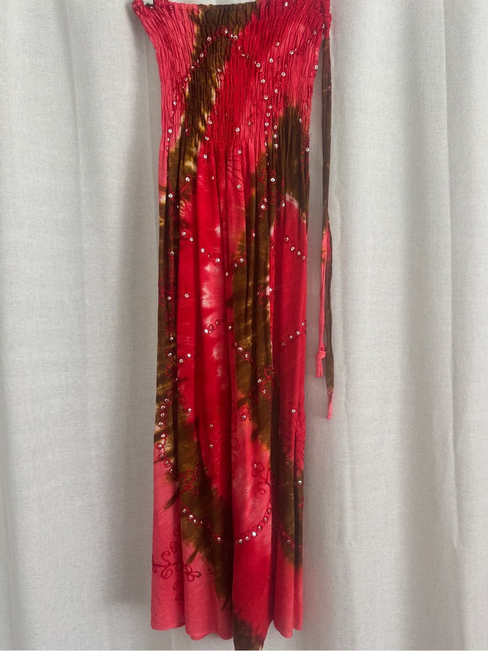 Red Beaded Maxi Dress